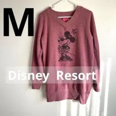 Disney resort ミニーマウス Vネック くすみピンクトレーナー