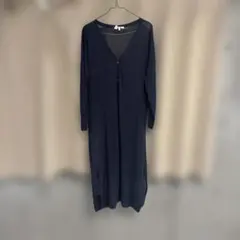 お値下げ美品　スリードッツ　ダークブルー ボタン付きロングカーディガン Sサイズのサムネイル