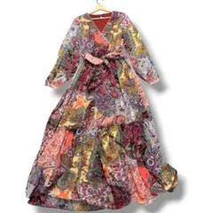 GUESS ゲス マキシ丈ワンピース ペイズリー柄 ラメドット 美品 Sのサムネイル