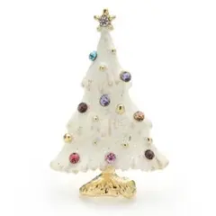 ブローチ　クリスマスツリー　白　ホワイト　キラキラ　可愛い　キュート　上品