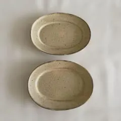 陶芸作家 陶器 中皿 2枚ペアセット（丸皿・取り皿） ペア食器、カフェ