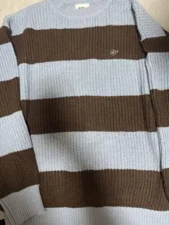 W.W.G. 水色と茶色ストライプニット