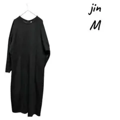 jin Mサイズ 黒 ロングワンピース，体型カバーワンピ