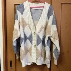 【GRL】ダイヤモンド柄 ニットカーディガン