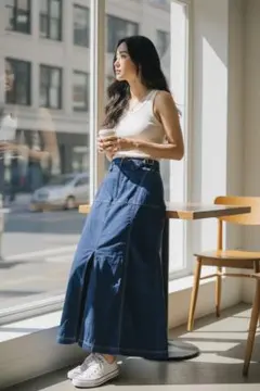 NICOLE CLUB ロングスカート ネイビーのサムネイル