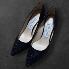 JIMMY CHOO グリッター ブラック パンプス 38のサムネイル