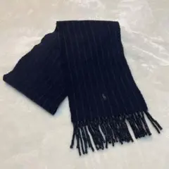 ラルフローレン ポロ刺繍 ネイビー ストライプ マフラー