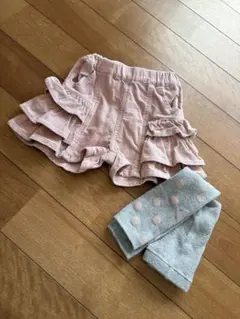 美品RUGGEDWORKS コーディロイショートパンツ　ユニクロ　レギンス　90