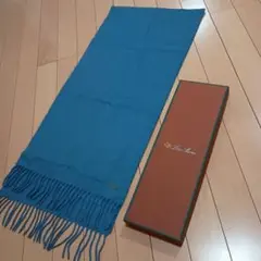Q35★美品★極上カシミヤ＆シルク マフラー ロロピアーナ ストール ブルー Q35☆美品☆極上カシミヤ＆シルク マフラー ロロピアーナ