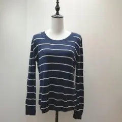 アメリカ古着 インポート ネイビー ボーダー L サイズ 長袖 ニット