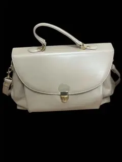 美品 ハンドバッグ がま口 ゴールド金具 ベージュ