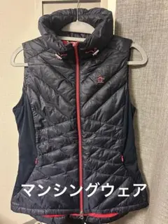 munsing wearネイビー Ｍキルティングダウンベスト フード付き