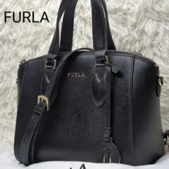 美品✨フルラ ミネルヴァ ショルダーバッグ レザー ブラック 2way 現行ロゴ