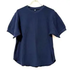 良品✨ ユニクロ UNIQLO M ワッフルトップス 裾ラウンドカット 綿 万能
