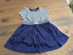 組曲　ストライプ柄フリル袖ワンピース　80cm