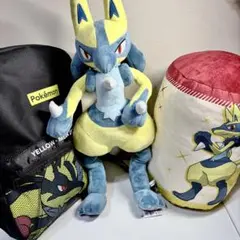 ルカリオぬいぐるみ　リュック　クッションセット