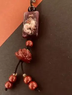 ⌘妖狐⌘化け狐キーホルダー和風　中華風　九尾　蓮の花ストラップ　ロータス　キツネ