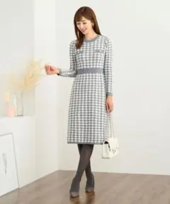 千鳥格子 ロングワンピース