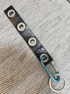 DIESEL キーホルダー ブラック レザー カラビナ