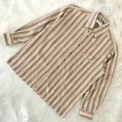 LYLE & SCOTT 長袖 シャツ L ブラウン ストライプ カシミヤ混