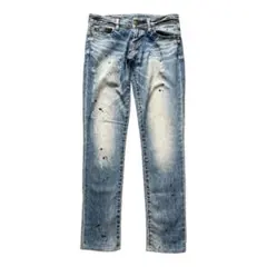 moussyvintageダメージ加工 ペイントデニムパンツsize1のサムネイル