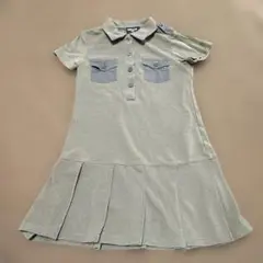 【110】COMME CA ISM カーキ膝丈ポロワンピース