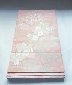 夏帯 名古屋帯 絽 正絹 紫陽花 あじさい ピンク 銀糸 パステルカラー