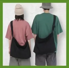 新品 キャンパス ショルダーバッグ シンプル ブラック 通勤 通学　男女兼用