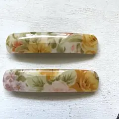 バレッタ2個セット花柄YE①