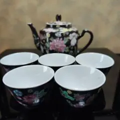 中国茶器セット ティーポット 湯呑み5個 景徳鎮