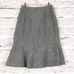 r409グレー フレアロングスカート ツイード風 SS〜S