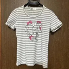 GALLERY VISCONTI 半袖Tシャツ グレーと白のストライプのサムネイル