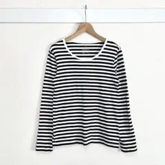 UNIQLO ユニクロ ボーダーカットソー M インナー 長袖 白黒 定番