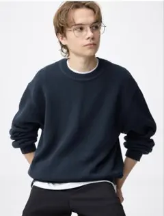 GU リリヤーンクルーネックセーター XSサイズ ネイビー