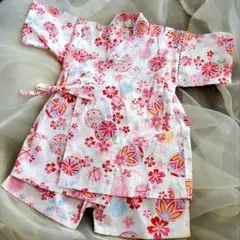 くろわっさんすべべ 花柄甚平とショートパンツセット90