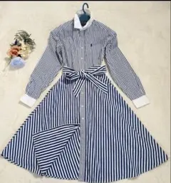 未使用級/24SS✨ポロラルフローレン オックスフォード ベルテッド ワンピース 未使用級/24SS✨ポロラルフローレン オックスフォード ベルテッド
