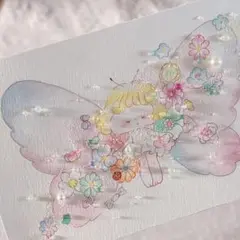 【蝶々】グラスアート　イラスト　水彩画　原画