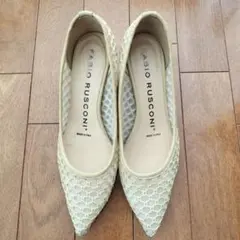 FABIO RUSCONI 37ベージュ レースパンプス
