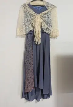 【送料込】結婚式　お呼ばれドレス　ショールセット　ブルー