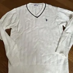 U.S. POLO ASSN. ホワイト　Ｖネックニットセーター 160