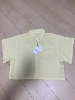 【新品】イエロー コットン半袖シャツ Fサイズ