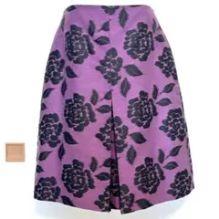 ローラアシュレイ Aラインスカート 7号 36 紫色 花柄