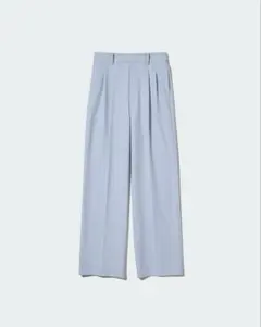 ユニクロ　タックワイドパンツ(ツータック)　水色　Sサイズ標準丈