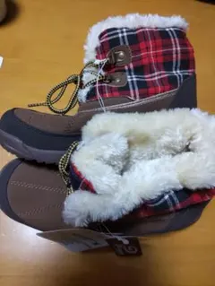 Piko 防水ブーツ ブラウンとレッドチェック 23センチ 新品