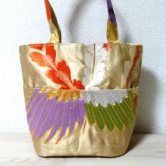 Ｈ86 豪華 色打掛リメイク 鳳凰金刺繍 トートバッグ ハンドメイド 大容量