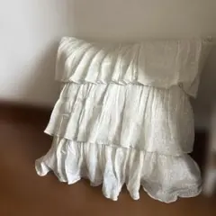 Francfranc フリルクッションカバー アイボリー