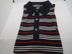 美品★バーバリーブラックレーベルポロシャツボーダー黒白赤サイズ2