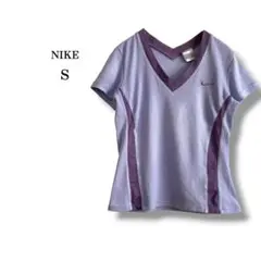 【NIKE】Vネック半袖スポーツTシャツ　吸汗速乾　ランニング　ジム　パープル系