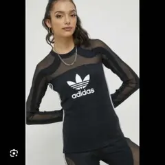 adidas メッシュ長袖Tシャツ ブラック