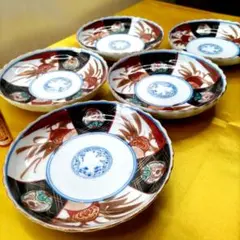 有田焼　伊万里焼　古伊万里　豆皿　小皿　4.5寸皿5客セットのサムネイル